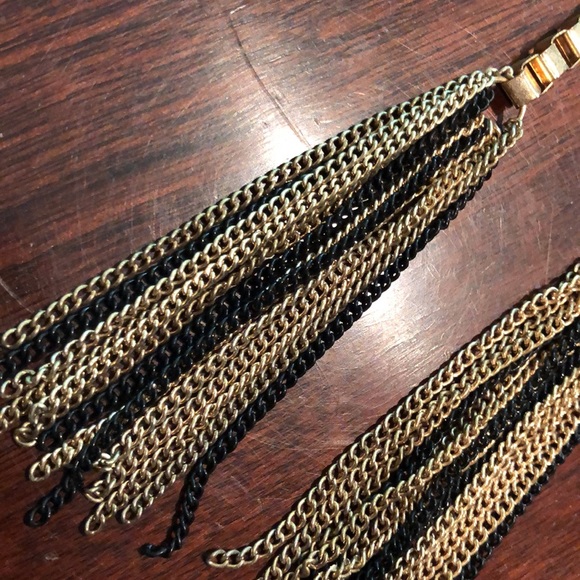 high end mixed metal long pierced earrings - Picture 5 of 9